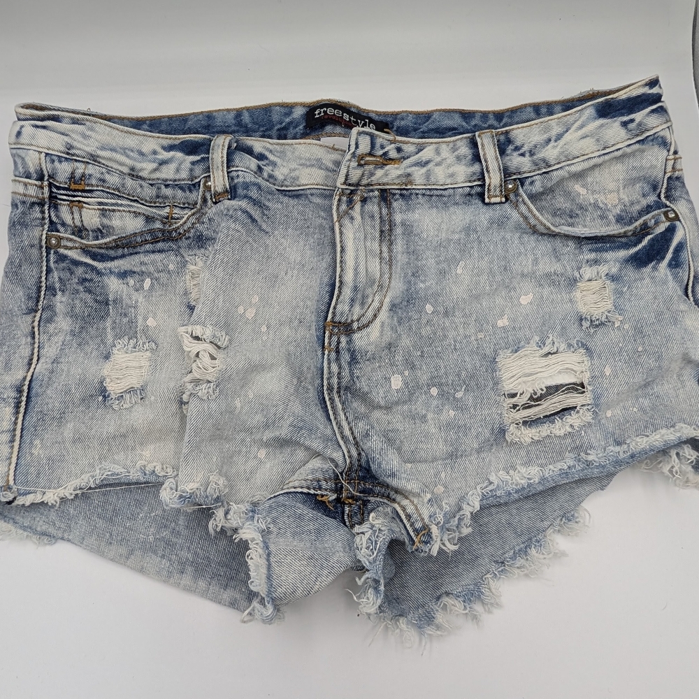 Freestyle Light Blue Distressed Jean Shorts